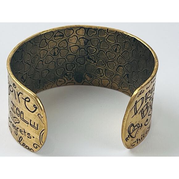 CHICO's Love Cuff Bracelet Notebook Doodle Cursive Text Scribble Jewelry Gold To - Picture 10 of 14